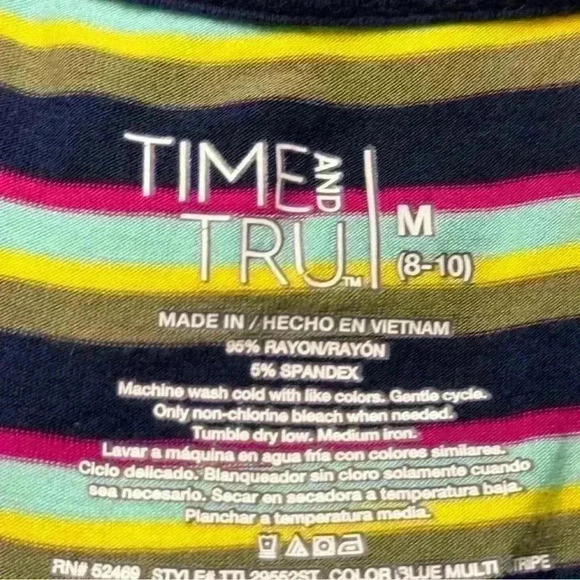 Time and Tru - Sleeveless Multi-color stripes t-Shirt dress- women’s Med - Picture 4 of 4